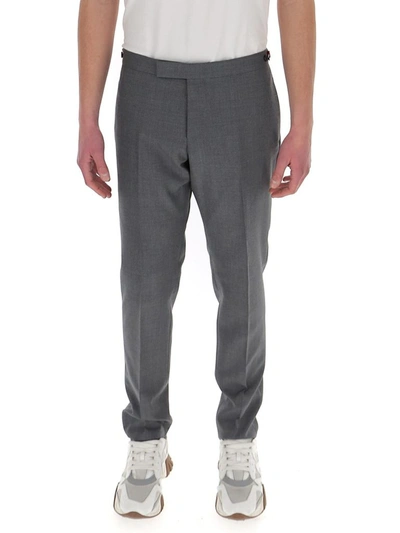 Thom Browne Backstrap Cropped Tailored Trousers In Grey