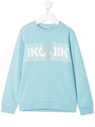 Karl Lagerfeld Kids' K/ikonik Cotton Sweatshirt In Blue