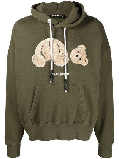 Palm Angels Bear Hoody Military Brown In Green