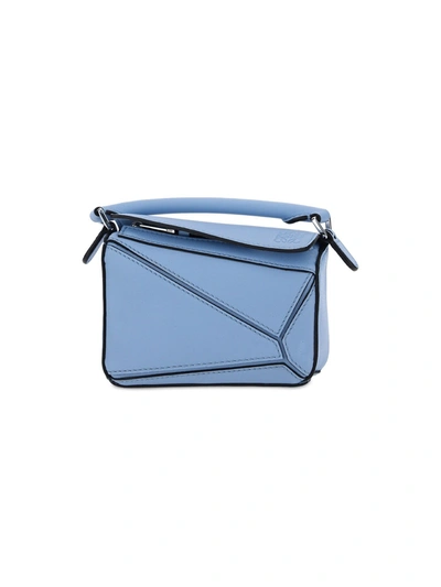 Loewe Puzzle Nano Leather Shoulder Bag In Blue