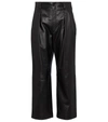 SAINT LAURENT HIGH-RISE STRAIGHT LEATHER PANTS,P00536632