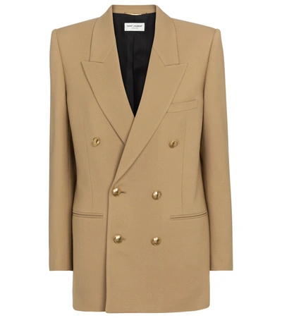 Saint Laurent Double-breasted Wool-twill Blazer In Camel