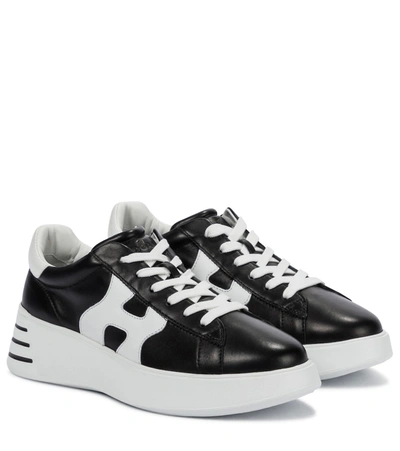 Hogan Rebel H564 Leather Trainers In Black