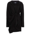 Jacquemus Bahia Knotted Draped Mini Shirt Dress In Black