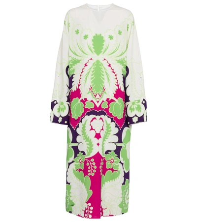Valentino Printed Silk-crepe Midi Dress In Amethyst/multicolor