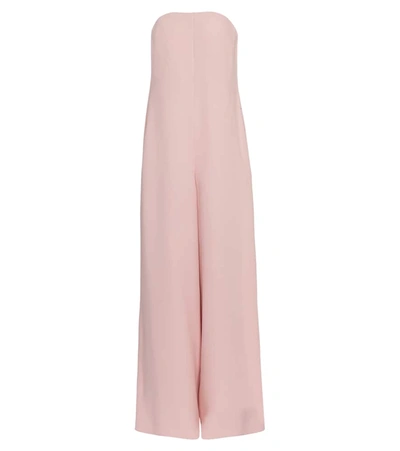 Valentino Women's Strapless Silk Wide-leg Jumpsuit In Pink