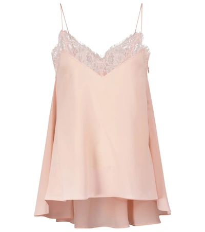 Alexander Mcqueen Lace-trimmed Silk Camisole In Pink