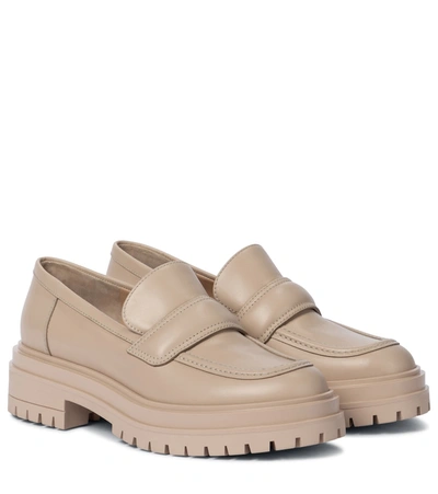 Gianvito Rossi Chunky Leather Loafers In Beige