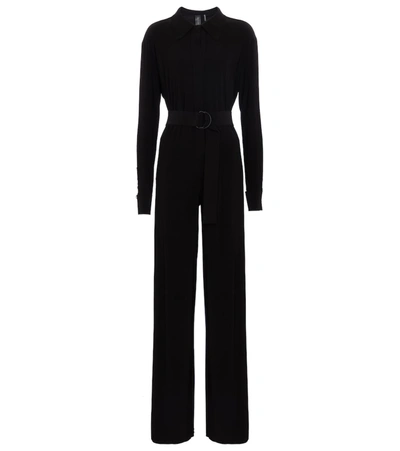 Norma Kamali Belted Jersey Jumpsuit In Black