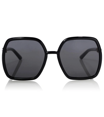 Gucci Horsebit-embellished Oversized Sunglasses In Black