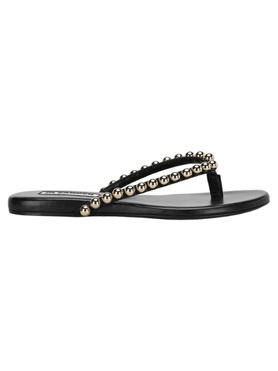 Jil Sander Golden-bead Flat Thong Sandals In 001 Black