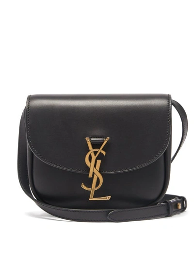 Saint Laurent Kaia Small Ysl-plaque Leather Cross-body Bag In Black