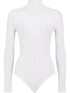 Fendi Open Knit Long Sleeve Bodysuit, White