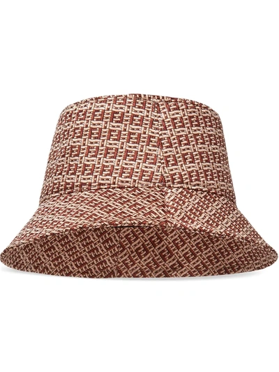 Fendi Woven Fabric Effect Bucket Hat In Brown