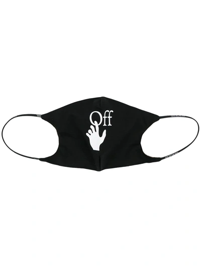 Off-white Logo Print Cotton Mask In Black