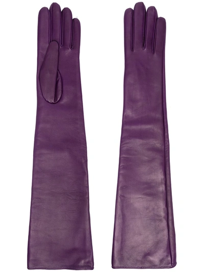 Manokhi Slip-on Leather Gloves In Purple