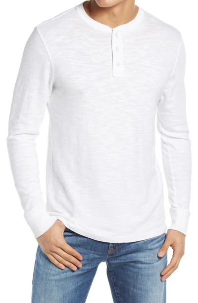 Faherty Slub Cotton Henley Shirt In White