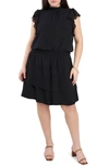 1.state Poetic Rosettes Flutter Sleeve Dress In Rich Black