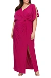 ALEX EVENINGS EMBELLISHED SLEEVE KNOT FRONT GOWN,84351544