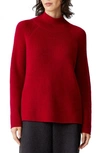Eileen Fisher Raglan Sleeve Merino Wool Turtleneck Sweater In Ruby