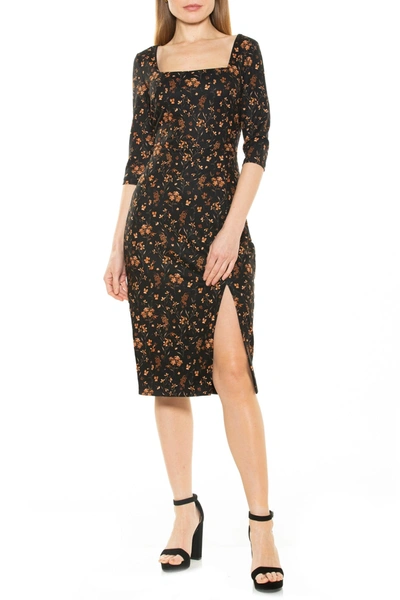 Alexia Admor Emily Square Neck Midi Dress In Black Floral