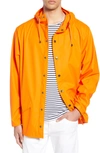 Rains Waterproof Hooded Long Jacket In Fire Orange