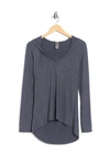 Go Couture Deep V-neck Hooded Top In Navy