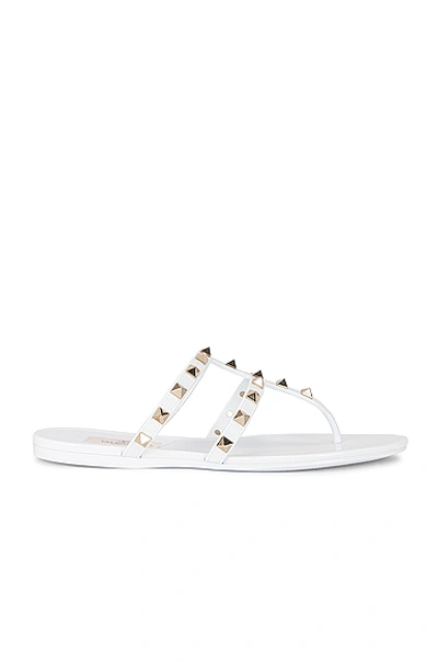 Valentino Garavani Women's Summer Rockstud Pvc Thong Sandals With Tonal Studs In Ivory