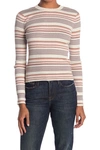 FRAME STRIPE RIBBED COTTON & WOOL SWEATER,LWSW0681