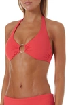 Melissa Odabash Brussels Halter Neck Bikini Top In Tangerine Ribbed