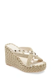 Valentino Garavani Rockstud Torchon Esapadrille Wedge Sandal In Ivory