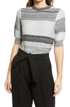 Halogenr Halogen Stripe Rib Sweater In Grey Multi Stripe