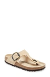 Birkenstock Beige Leather Big Buckle Gizeh Sandals In Almond Nubuck Leather