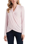 1.state Sparkle Cozy Crisscross Front Knit Top In Pink Cloud