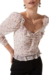 ASTR RUCHED SLEEVE BLOUSE,AT16558