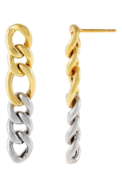 Adinas Jewels Half And Half Miami Curb Chain Drop Earrings In Gold/silver