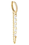 ADINAS JEWELS FLOATING CHAIN SINGLE HUGGIE HOOP EARRINGS,E19478GLD-663