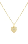 ADINAS JEWELS CUBIC ZIRCONIA HEART LOCKET PENDANT NECKLACE,N19904GLD-260