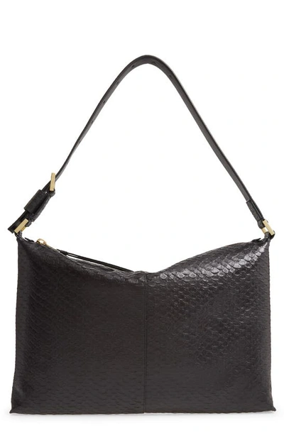 Allsaints Edbury Leather Shoulder Bag In Black Python