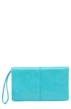Hobo Evolve Leather Clutch In Aqua