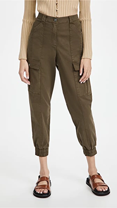 Cinq À Sept Kelly Cotton-blend Twill Tapered Trousers In Olive