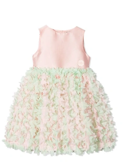 Elie Saab Kids' Sleeveless Dress With Ruches In Rosa/verde