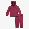 Nike Sportswear Tech Fleece Baby Zip Hoodie And Pants Set In Fireberry Heather