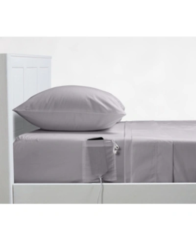 Distinct Dorm 4 Piece Sheet Set With Cell Phone Pockets On Each Side, Full Bedding In Raindrops