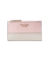 Kate Spade Small Spencer Slim Leather Bifold Wallet In Tutu Pink/crisp Linen