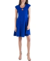 24seven Comfort Apparel Maternity Dress With Keyhole Neck In Blue