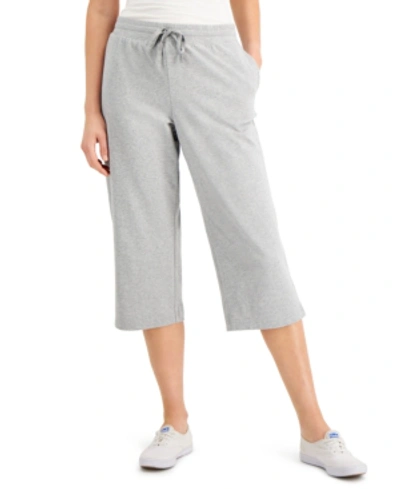 Karen Scott Knit Capri Pull On Pants, Created For Macy's In Smoke Grey Heather