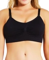 Icollection Women's Maternity The Renee 1 Piece Seamless Wire Free Sport Nursing Bra In Black