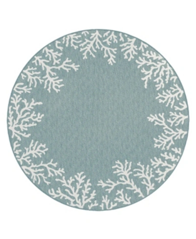 Liora Manne Carmel Coral Border 7'10" X 7'10" Round Rug In Aqua