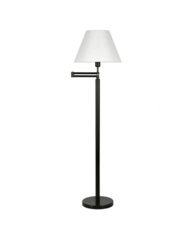 Hudson & Canal Moby Swing Arm Floor Lamp Empire Shade In Black